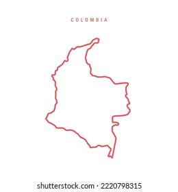 Colombia Outline Map Colombian Red Border Stock Illustration 2220798315