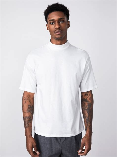 Shein Basics Men Mock Neck Solid Tee Mock Neck And T Shirt Mens