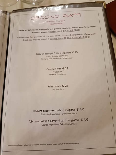 Menu Da Menarosti Ristorante Trieste Via Del Toro