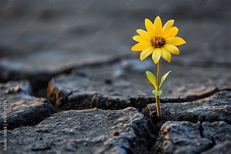 Flores Que Brotan Entre Grietas Simbolizando La