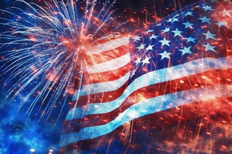 Premium AI Image | Fireworks in the sky with an american flag