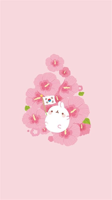 Pink Molang Flowers Spring Bunny Korea Cute Kawaii HD Phone