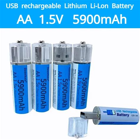 Daweikala New AA USB Rechargeable Li Ion Battery 1 5V AA 5900mah Li Ion