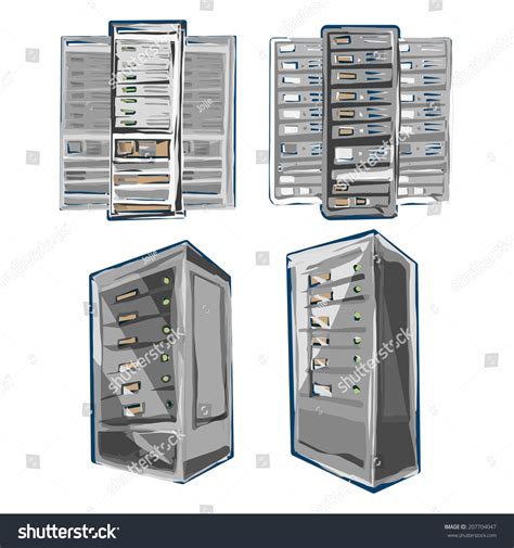 Server Rack Sketch Style Vector Server Image Vectorielle De Stock Libre De Droits 207704047