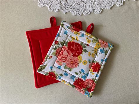 Handmade Potholders Handmade Hot Pads Quilted Potholders Quilted Hot Pads Set Of