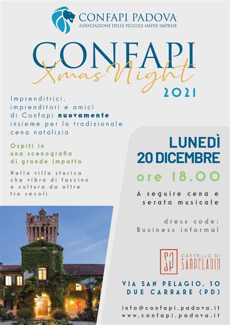 CONFAPI XMAS NIGHT 20 Dicembre Ore 18 00 Castello Di San Pelagio