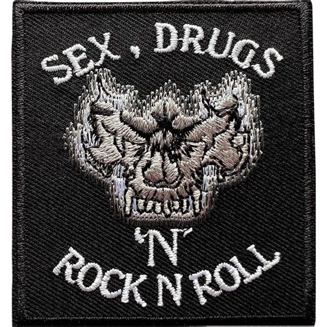 Sex Drugs Rock And Roll Music Patch Iron Sew On Clothes Black Embroide