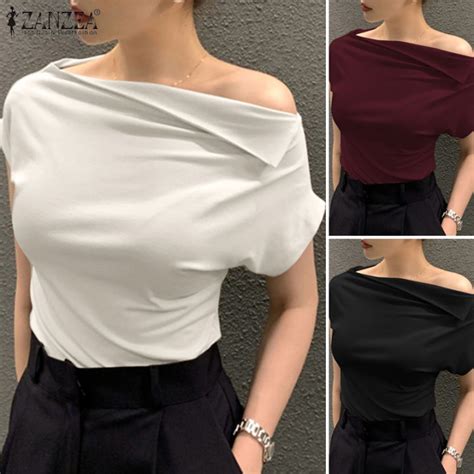 Esolo ZANZEA Korean Style Women S Fashion Short Sleeve Off Shoulder