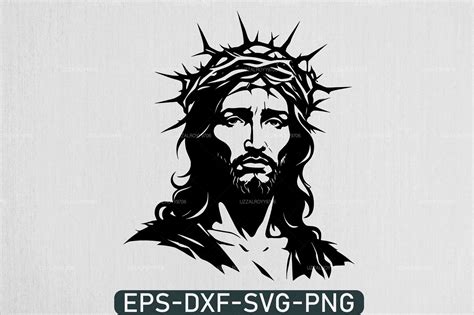 Jesus With Crown Thorns And Cross Svg Gráfico Por Uzzalroyy9706 · Creative Fabrica