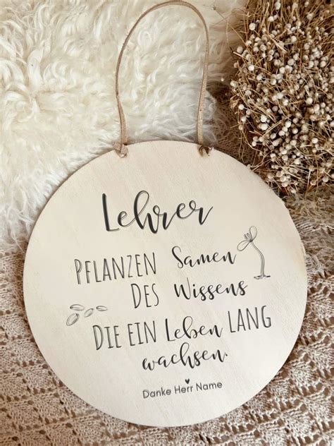 Herzliche Geschenke für Lehrer Holzschild Gravurwunsch