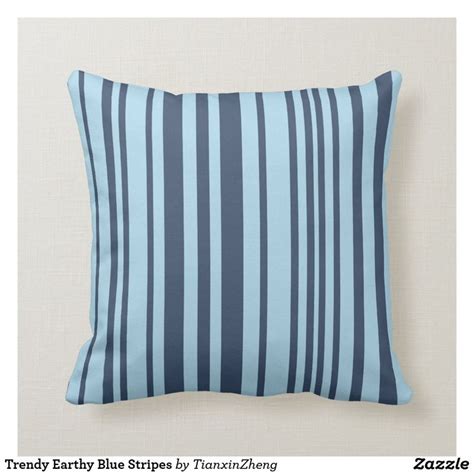 Trendy Earthy Blue Stripes Throw Pillow Zazzle Throw Pillows Stripe Throw Pillow Blue