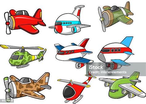 Set Vektor Pesawat Lucu Ilustrasi Stok Unduh Gambar Sekarang Clip