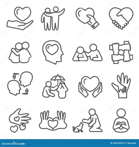 Empathy Line Icon Set Included The Icons As Cheer Up Friend Support