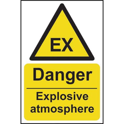 Danger Explosive Atmosphere Sign Self Adhesive Vinyl 200mm X 300mm