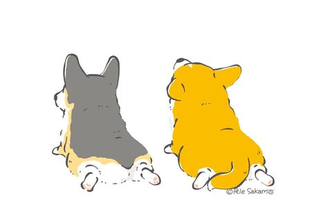 「最and高なコーギーのおちり Corgi コーギー イラスト コギまるけ 」サカモトリエイラストレーターのイラスト