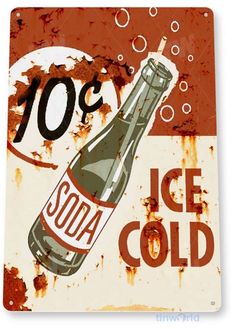 Ice Cold Soda Sign B687 Tinworld Cola Signs