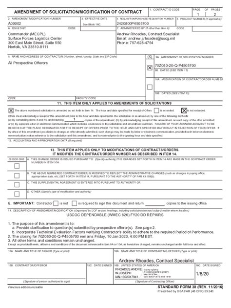 Fillable Online Amendment A00001 Clarifications To Questions Pdf Fax