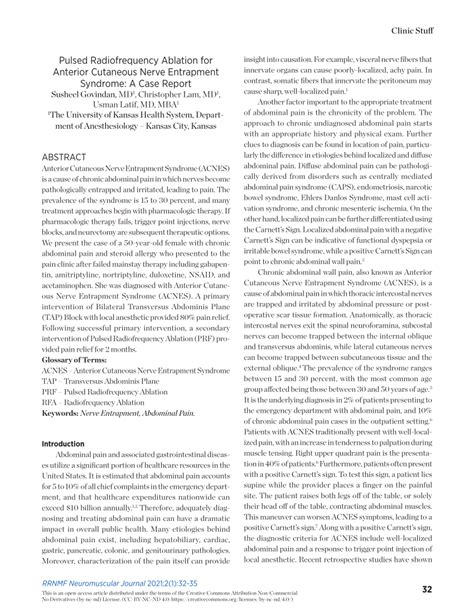 Pdf Pulsed Radiofrequency Ablation For Anterior Cutaneous Nerve