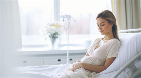 Premium AI Image | a pregnant woman in a hospital bed