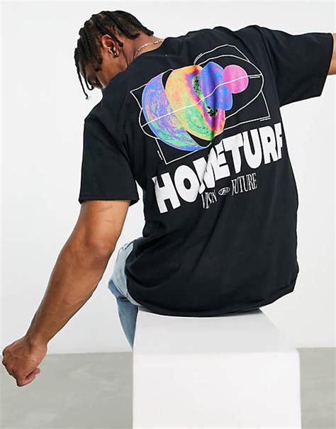 Topman Oversized T Shirt With Front And Back Hometurf Print In Black Asos