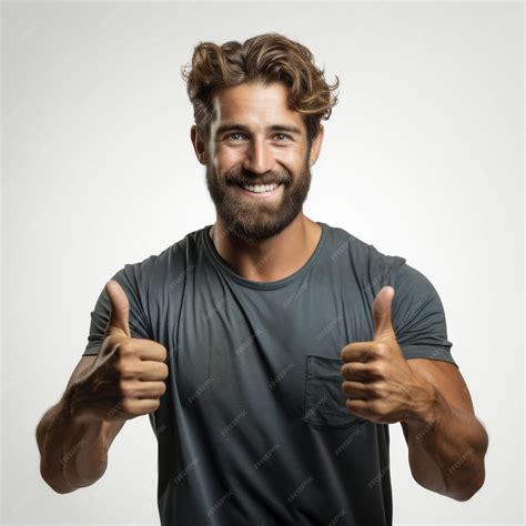 Premium Photo Smiling Bearded Man Giving Thumbs Up