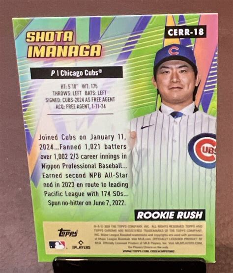 Topps Chrome Shota Imanaga All Etch Rookie Rush Refractor Rc