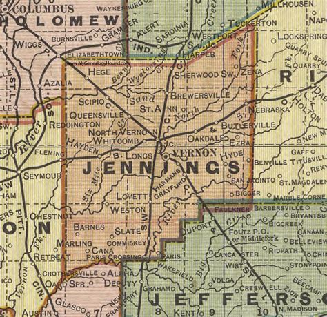 Jennings County, Indiana, 1908 Map, Vernon