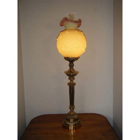 Vintage Fenton Burmese Glass Hurricane Globe Table Lamps Pair Chairish