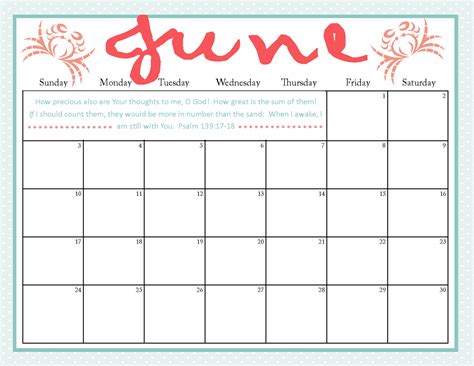 June Printable Calendars Prntbl Concejomunicipaldechinu Gov Co