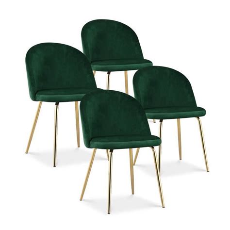 Lot De Chaises Cecilia Velours Vert Pieds Or Cdiscount Maison