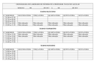 Cronograma Do Laborat Rio De Inform Tica Da Escola Municipal Humberto