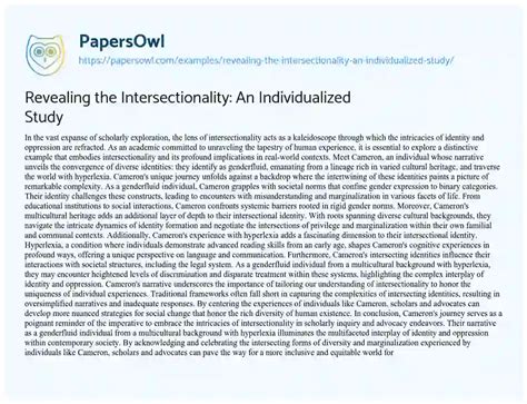 Revealing The Intersectionality An Individualized Study Free Essay