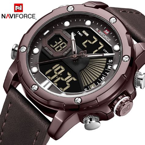 Naviforce Men Watch Dual Display Blue Sport Timepiece Chronograph