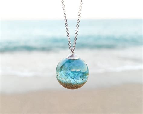 Beach Sand Necklace Ocean Water Necklace Beachy Jewelry Unique Gifts