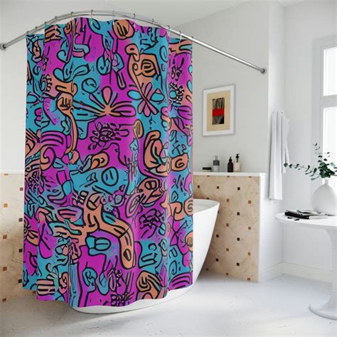 Boho Floral Shower Curtain Ai Art Print Modern Bathroom Decor