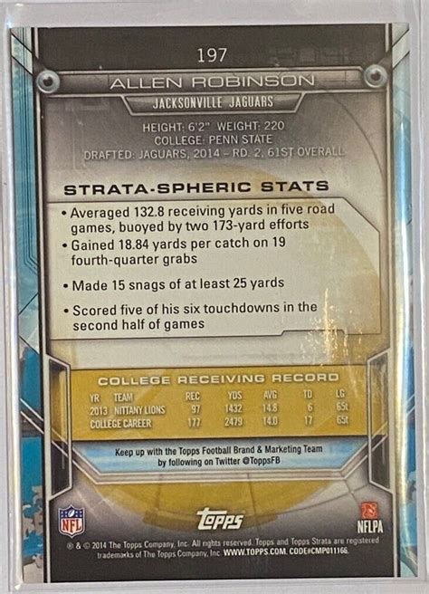 2014 Topps Strata Rookie Allen Robinson 197 Orange Topaz RC D 99