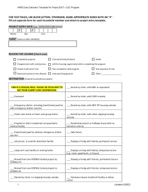 Fillable Online Hmis Data Collection Template For Project Haven