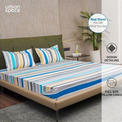 Buy Urban Space Serene Tc Cotton Bedsheets With Pillow Blue Online