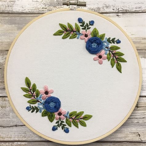 Spring Wreath Hand Embroidery Pattern Pdf Pattern Step By Step Photo