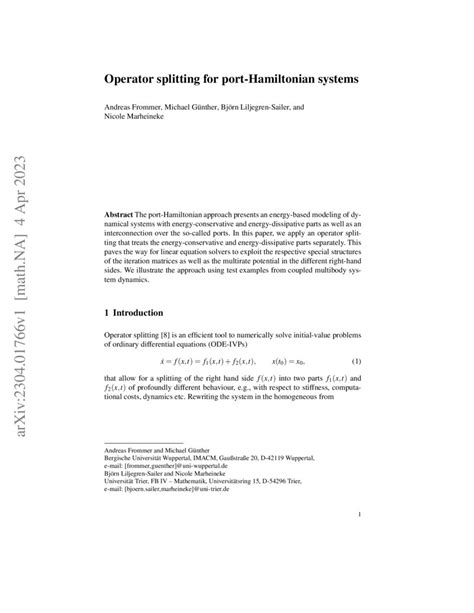 Operator splitting for port-Hamiltonian systems | DeepAI