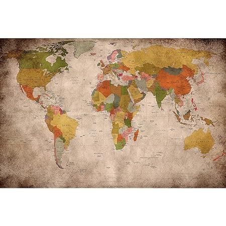 Poster Xxl Mappemonde Carte Du Monde Style Ancien Vintage Cm X