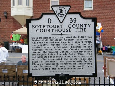 Botetourt County Courthouse Fire D 39 Botetourt County Virginia