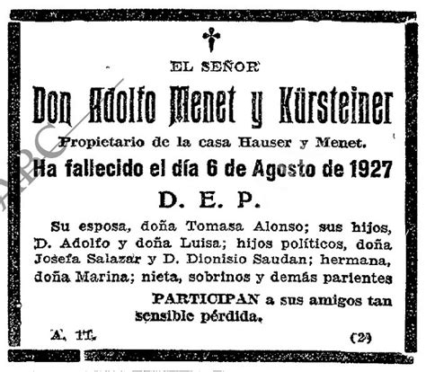 Esquela De Adolfo Menet Publicada En ABC El 9 De Agosto De Flickr