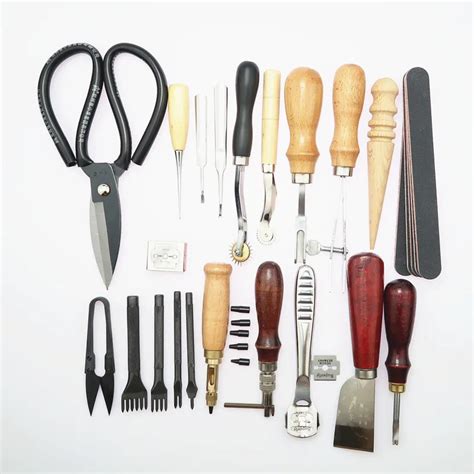 18PCS Set Basic Leather Craft Hand Tools Kit Thread Needle Thimble Kit