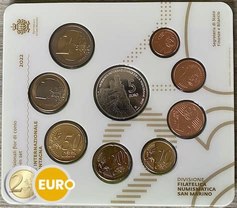 Euro Set BU FDC San Marino 2022 1 Cent Tot 2 Euro 5 Euro