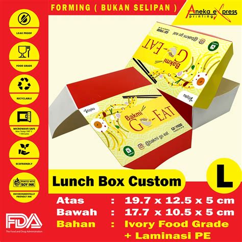 Jual Custom Print Paper Lunch Box Kemasan Makanan Ukuran M Dan Ukuran L