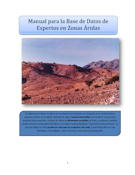 Pdf Manual Para La Base De Datos De Expertos En Zonas Ridas