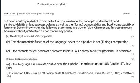 Solved Task 21 Short Questions I Decidability And