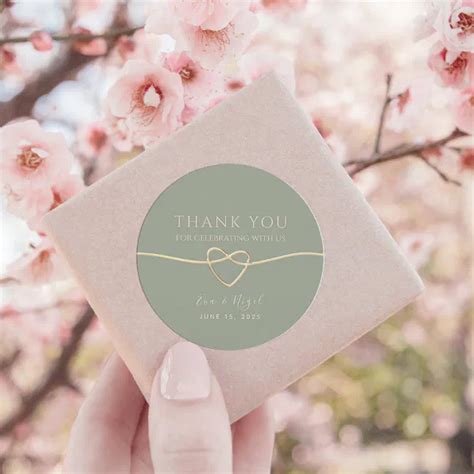 Sage Green Wedding Thank You Classic Round Sticker Zazzle