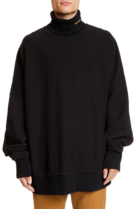 Calvin Klein 205w39nyc Logo Turtleneck Sweatshirt In Black Modesens